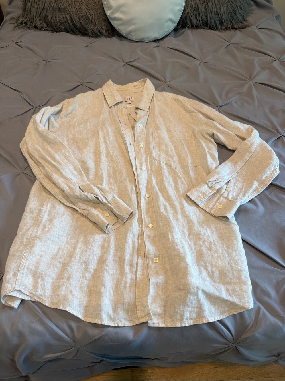 GAP Beige Linen Button-Up Shirt